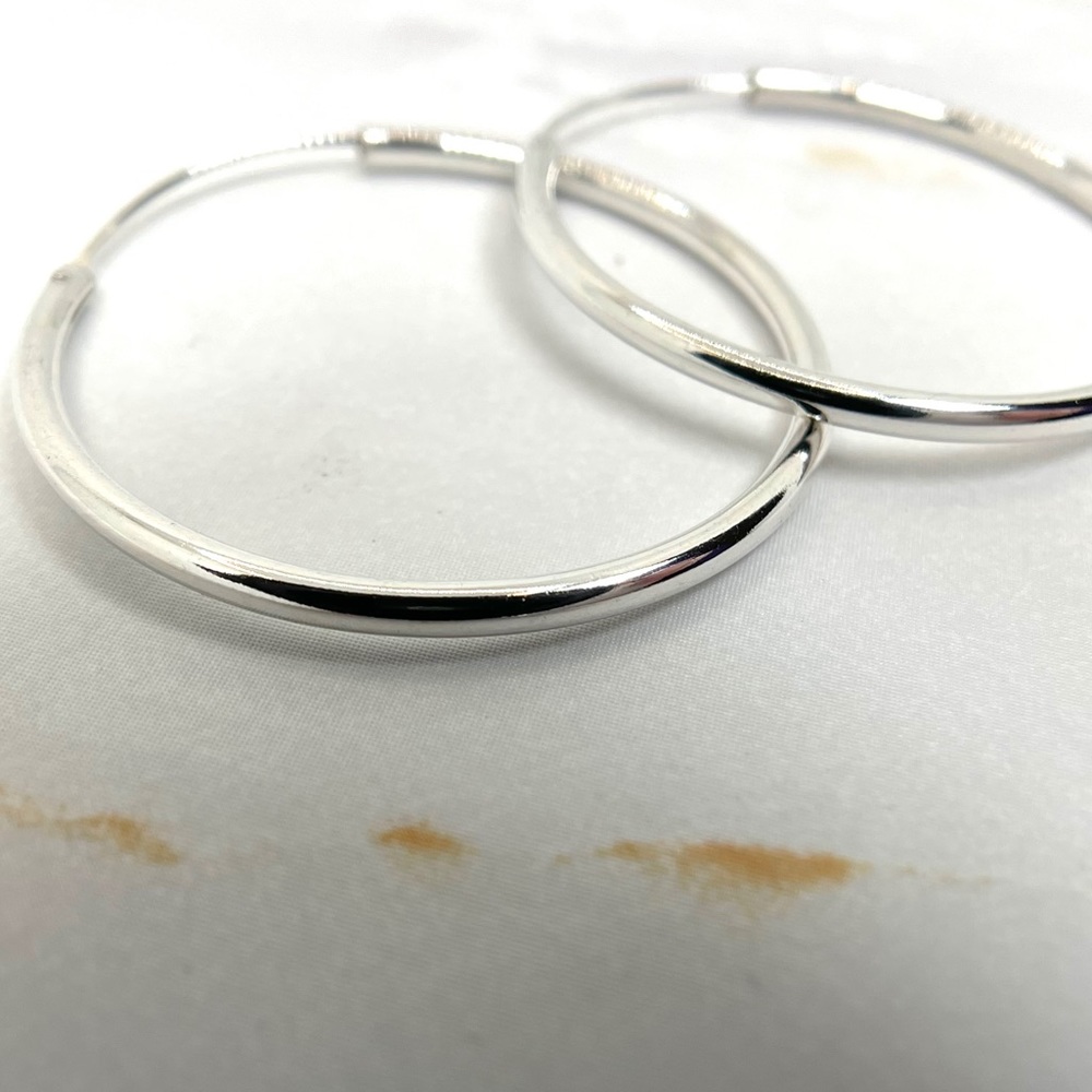 Sterling Silver Endless Medium Hoop Earrings - Picture 3 of 4